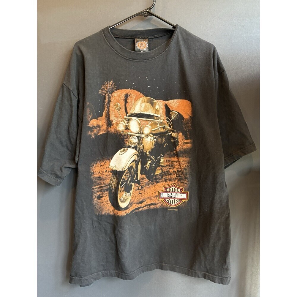Vintage Harley Davidson 90s Black Graphic On Both Sides Tee Shirt Size XL